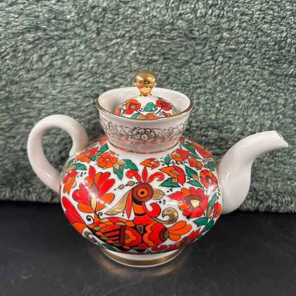 HTF Imperial Russian Lomonosov Porcelain Vorobyevsky Rooster Teapot - Picture 2 of 9